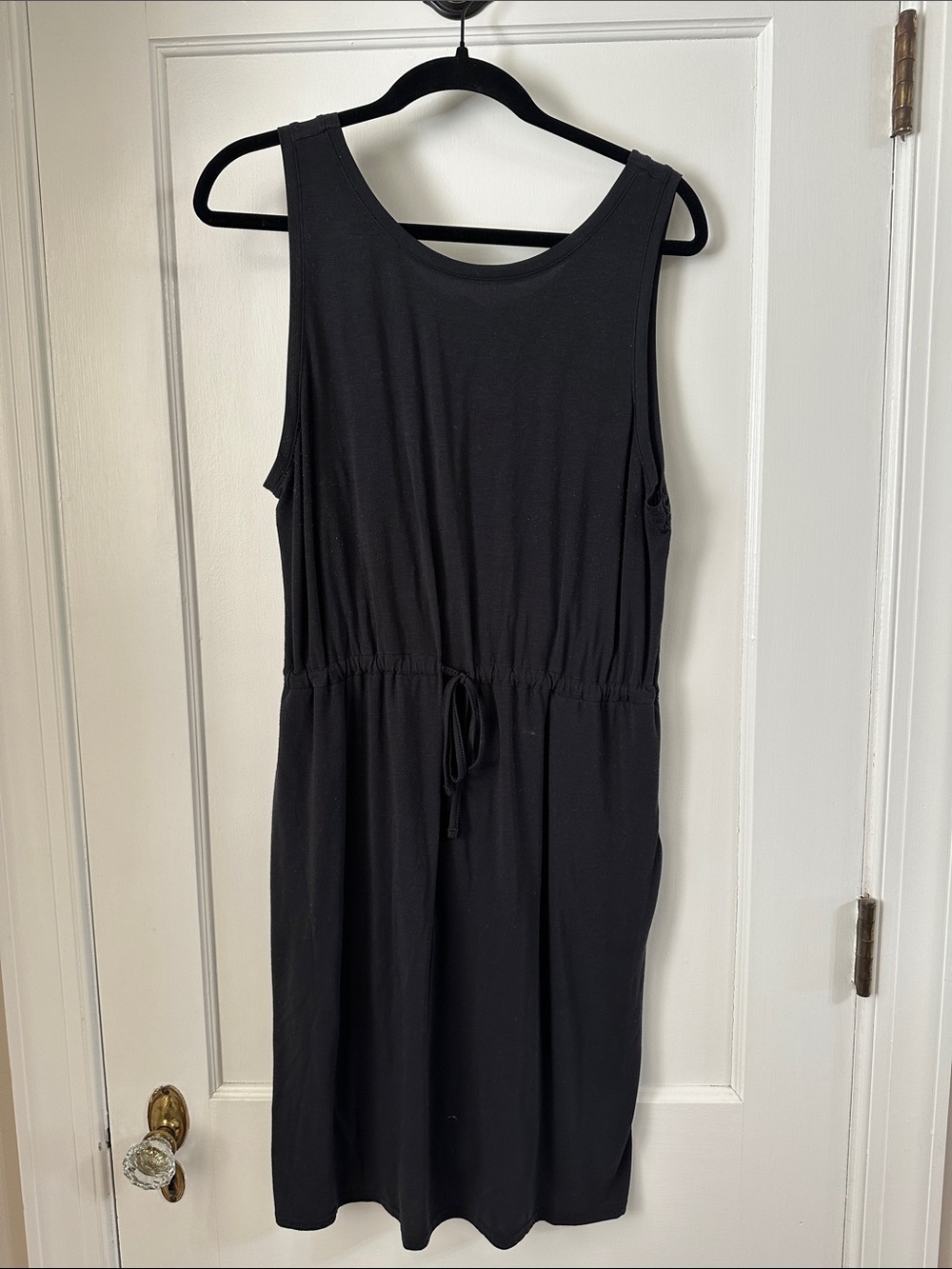 Columbia Black Sleeveless Drawstring-Waist Midi Dress